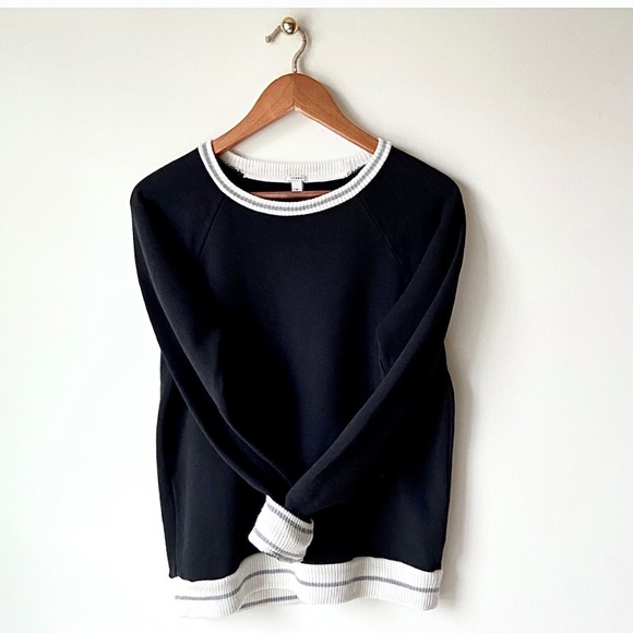 J. Crew Tops - J. CREW Black Sweatshirt With Sweater Trim